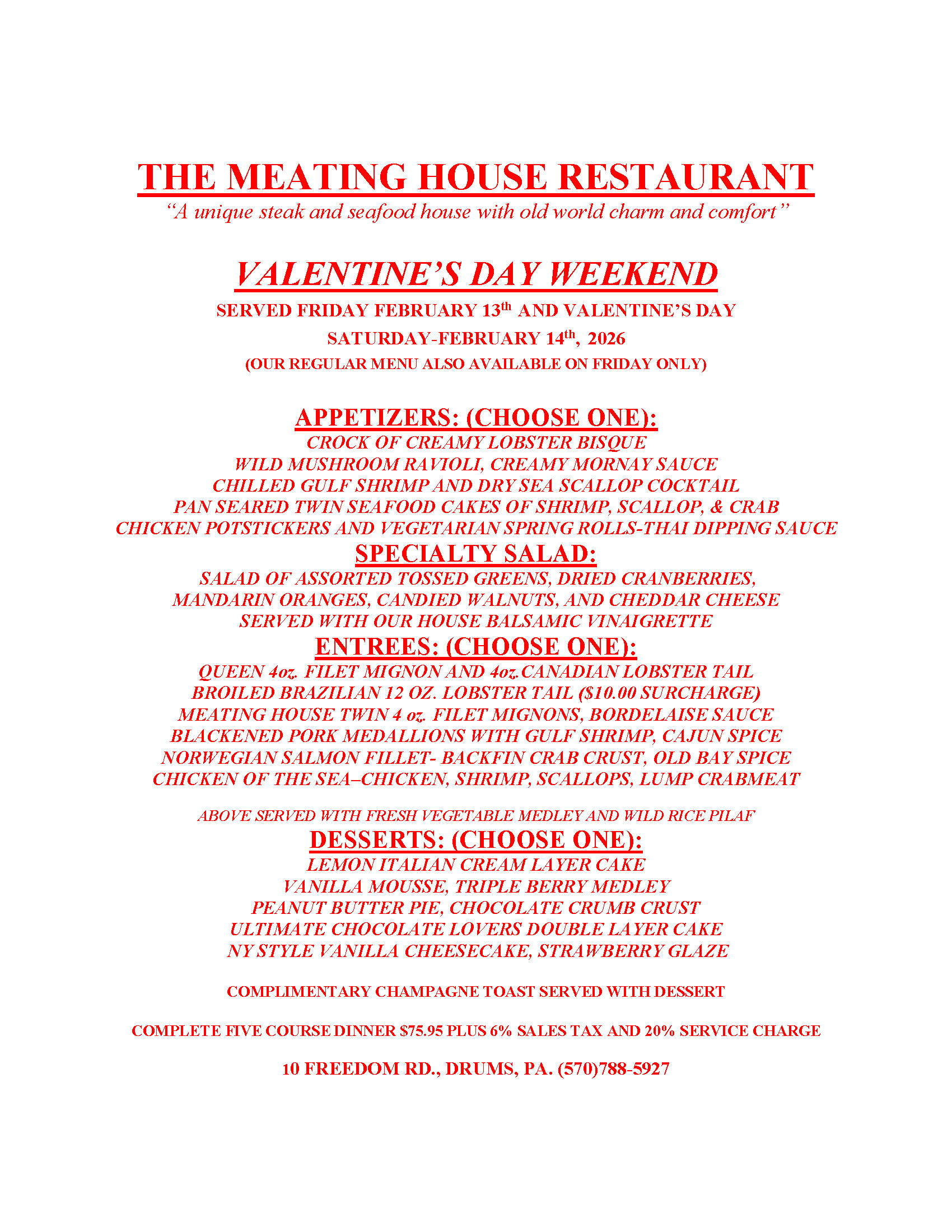 Take-out Coronavirus Menu