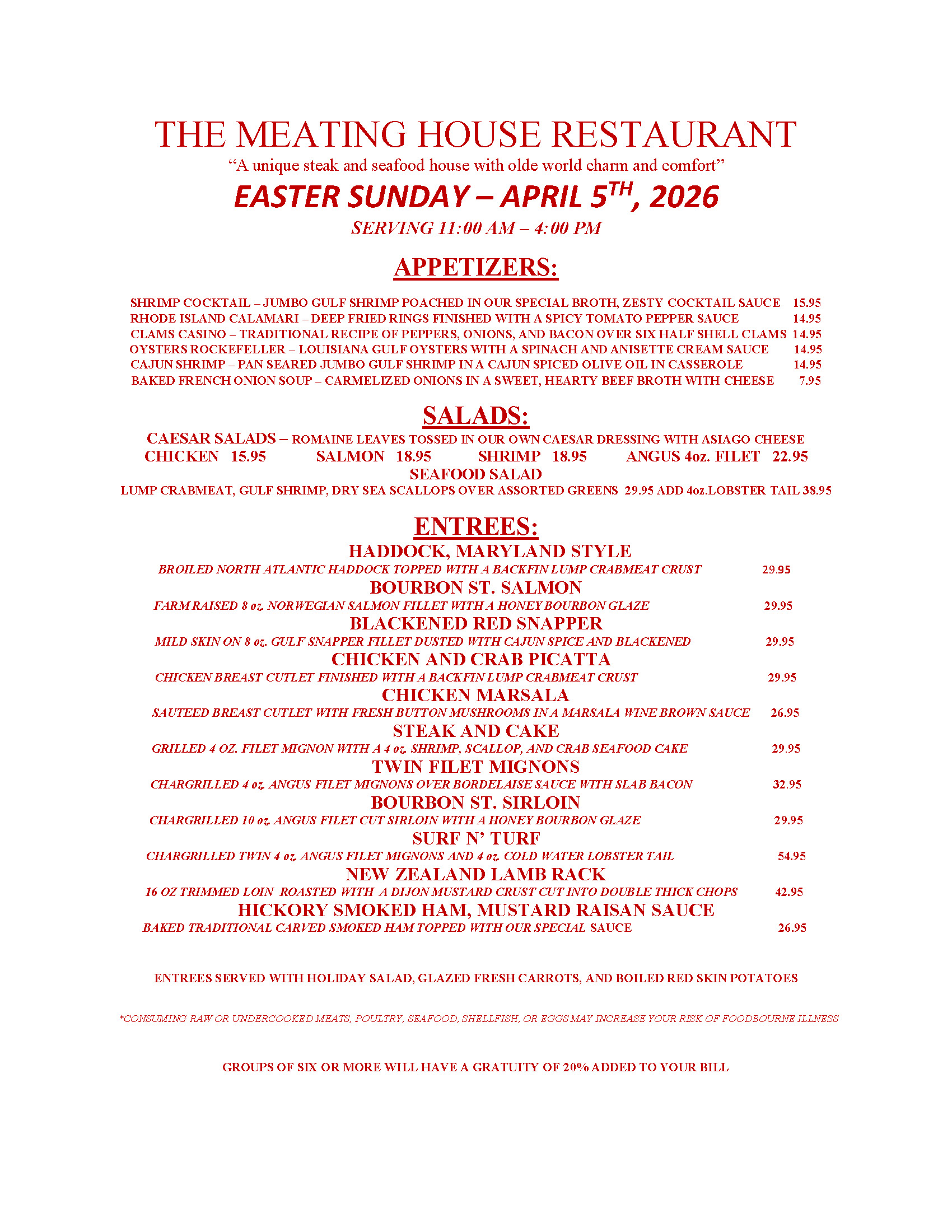 Take-out Coronavirus Menu